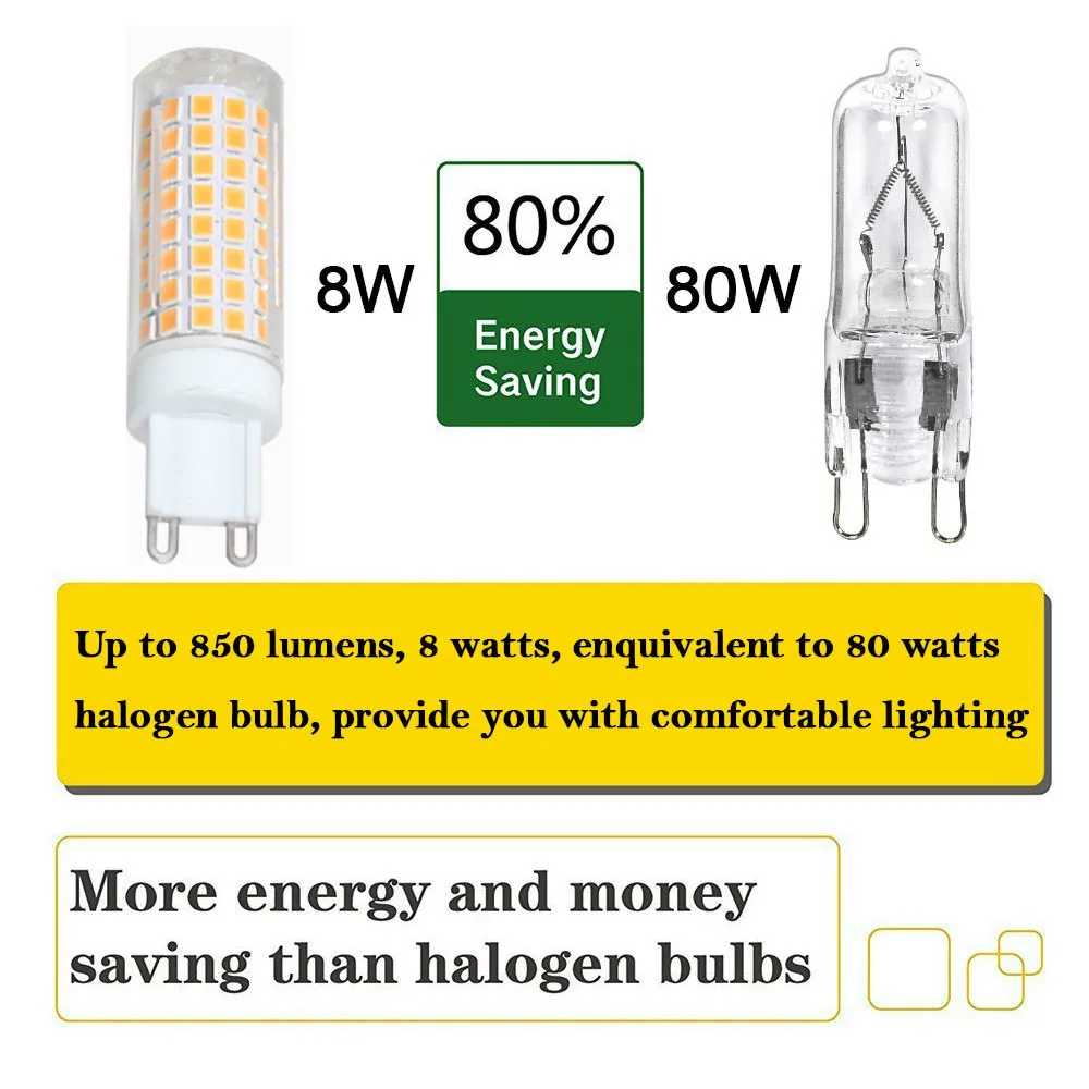 10Pcs G9 LED Corn Wick Bulbs 9W 15W 20W 25W 136 LEDs Ceramic Material No Flicker 110-220V Insertion Height Lighting Bulb