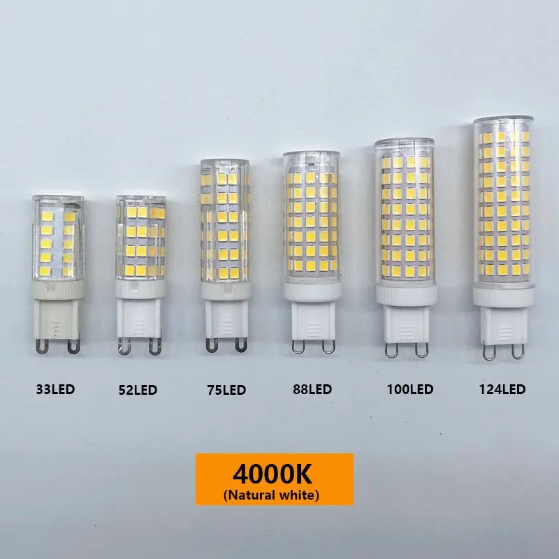 10Pcs G9 LED Corn Wick Bulbs 9W 15W 20W 25W 136 LEDs Ceramic Material No Flicker 110-220V Insertion Height Lighting Bulb