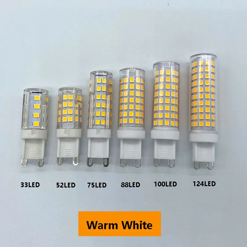 10Pcs G9 LED Corn Wick Bulbs 9W 15W 20W 25W 136 LEDs Ceramic Material No Flicker 110-220V Insertion Height Lighting Bulb