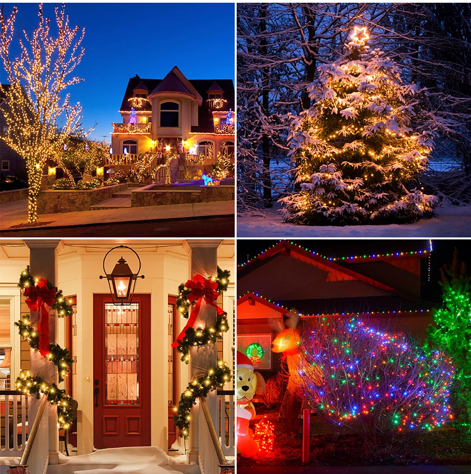 100M 1000 LEDs Fast Charge Solar Led Fairy Light Led Waterproof Outdoor String Lights Christmas Garland For Garden Party Decor