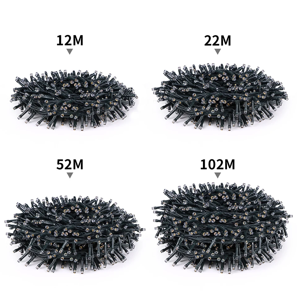100M 1000 LEDs Fast Charge Solar Led Fairy Light Led Waterproof Outdoor String Lights Christmas Garland For Garden Party Decor