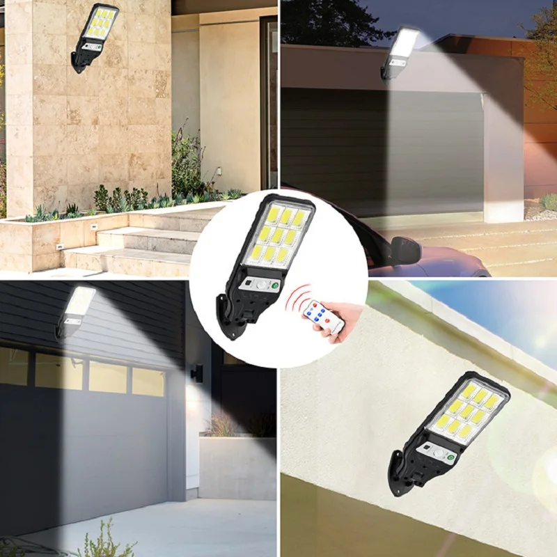 Powerful LED Solar Outdoor Led Courtyard Wall Lamp 3 Modes Human Body Induction Garden Terrace Garage Door Street Lighting