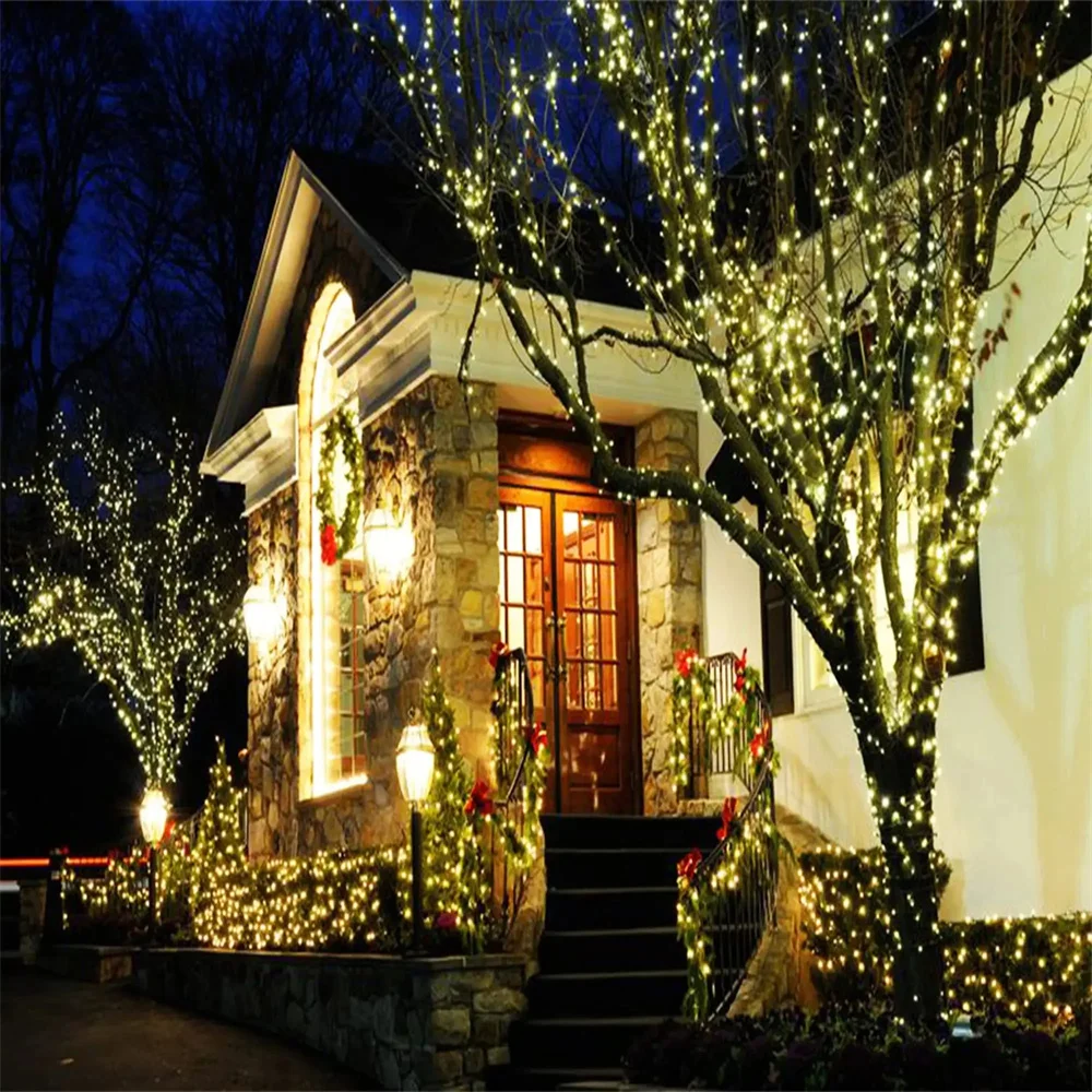 300LED Solar String Light Fairy Outdoor Garden Waterproof Lamp 2024 Christmas Garland Xmas Holiday Party Home Decoration