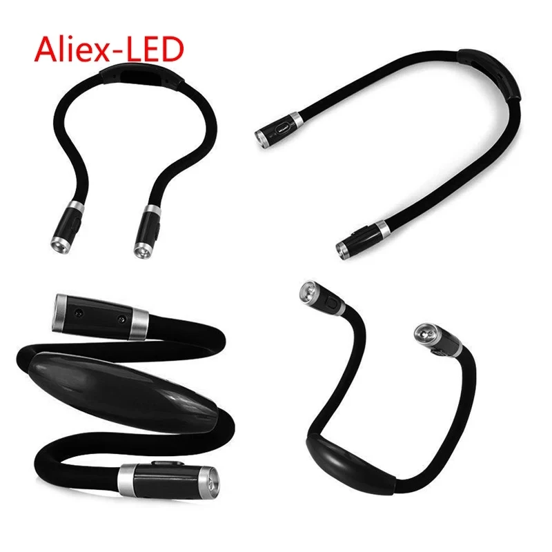 LED Neck Reading Light Book Light for Reading in Bed Bendable Arms Knitting Repairing Camping Running Portable Flashlight