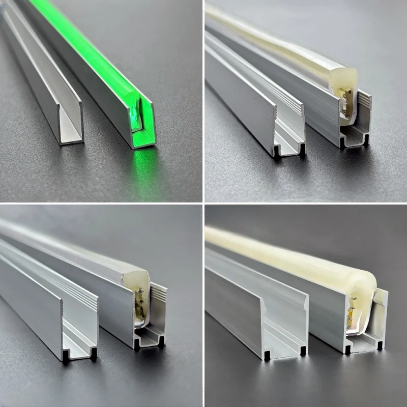 Waterproof LED Aluminum Profile Fixing Channel For Outdoor Neon Silicone Tube Strip Light Holder Recessed Linear Mounted Bracket