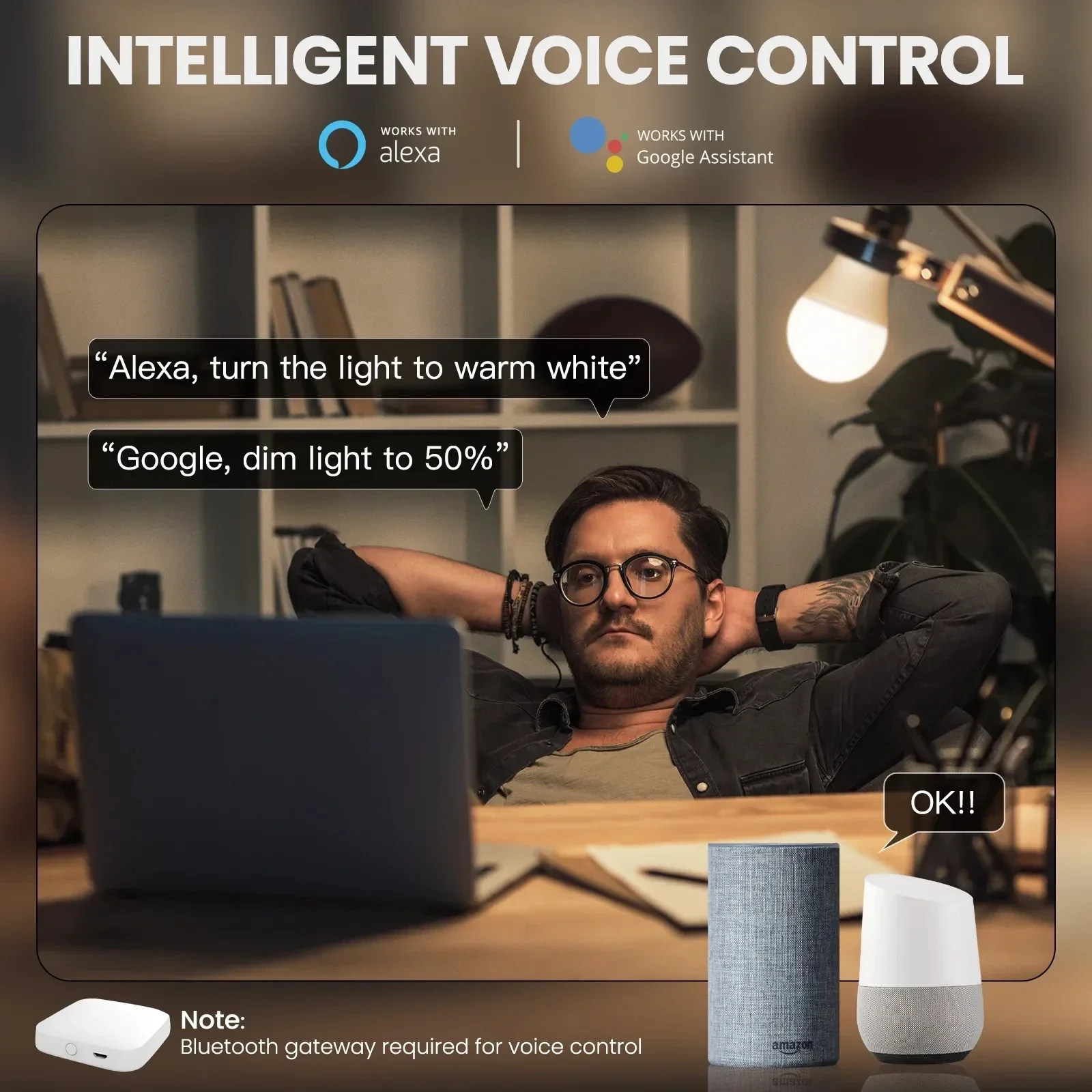 TNCE Tuya E27 Bulb WIFI Zigbee Bluetooth, Dimmable Light LED Lamp 2700-6500k RGB, Smart Life APP, Voice with Alexa Google Home