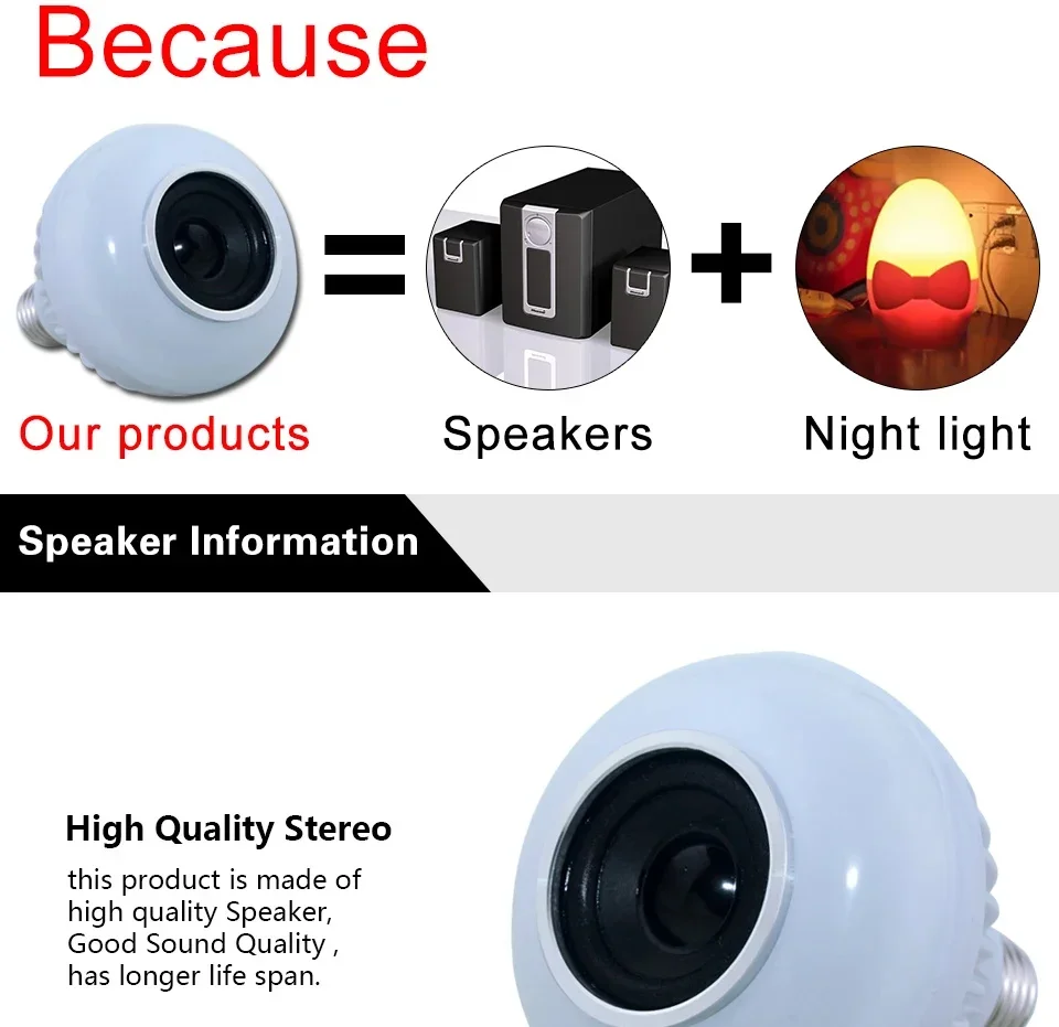 3PCS AC 85-265V E27 LED12W Light Bulb RGB Multi-colour Change Bluetooth Speaker Music Playback Function Bedroom Party Decoration