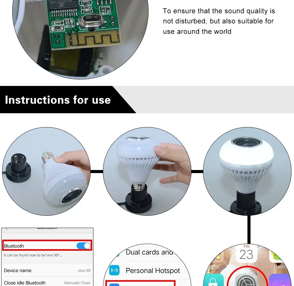 3PCS AC 85-265V E27 LED12W Light Bulb RGB Multi-colour Change Bluetooth Speaker Music Playback Function Bedroom Party Decoration