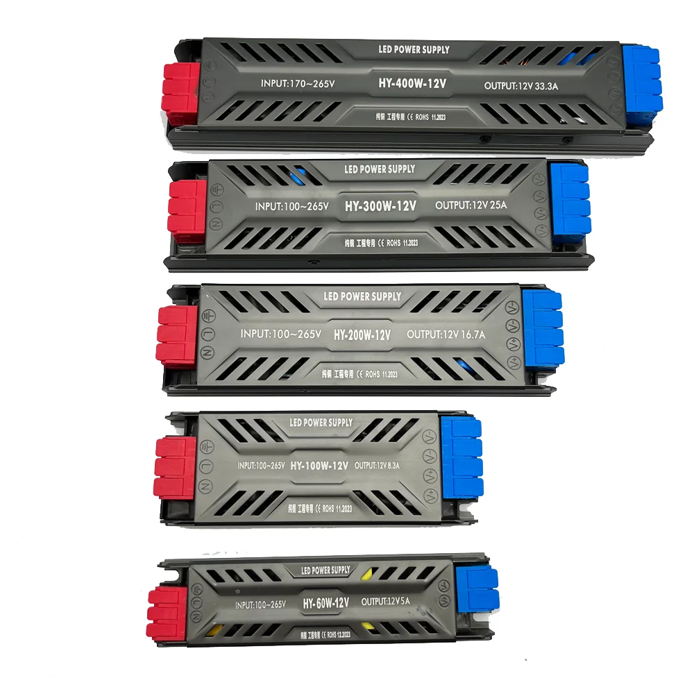 DC12V 24V LED Power Supply 60W 100W 200W 300W 400W Ultra Thin AC 100-265V Transformer LED Driver for COB 5050 LED Strip Lighting