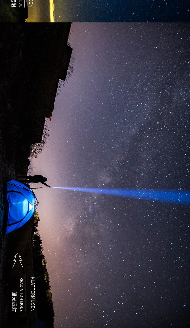 High Power White Laser Flashlight Super Bright LED Spotlight Long Range Torch Zoom Emergency Outdoor With Battery Indicator