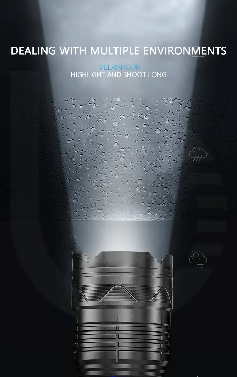 High Power White Laser Flashlight Super Bright LED Spotlight Long Range Torch Zoom Emergency Outdoor With Battery Indicator