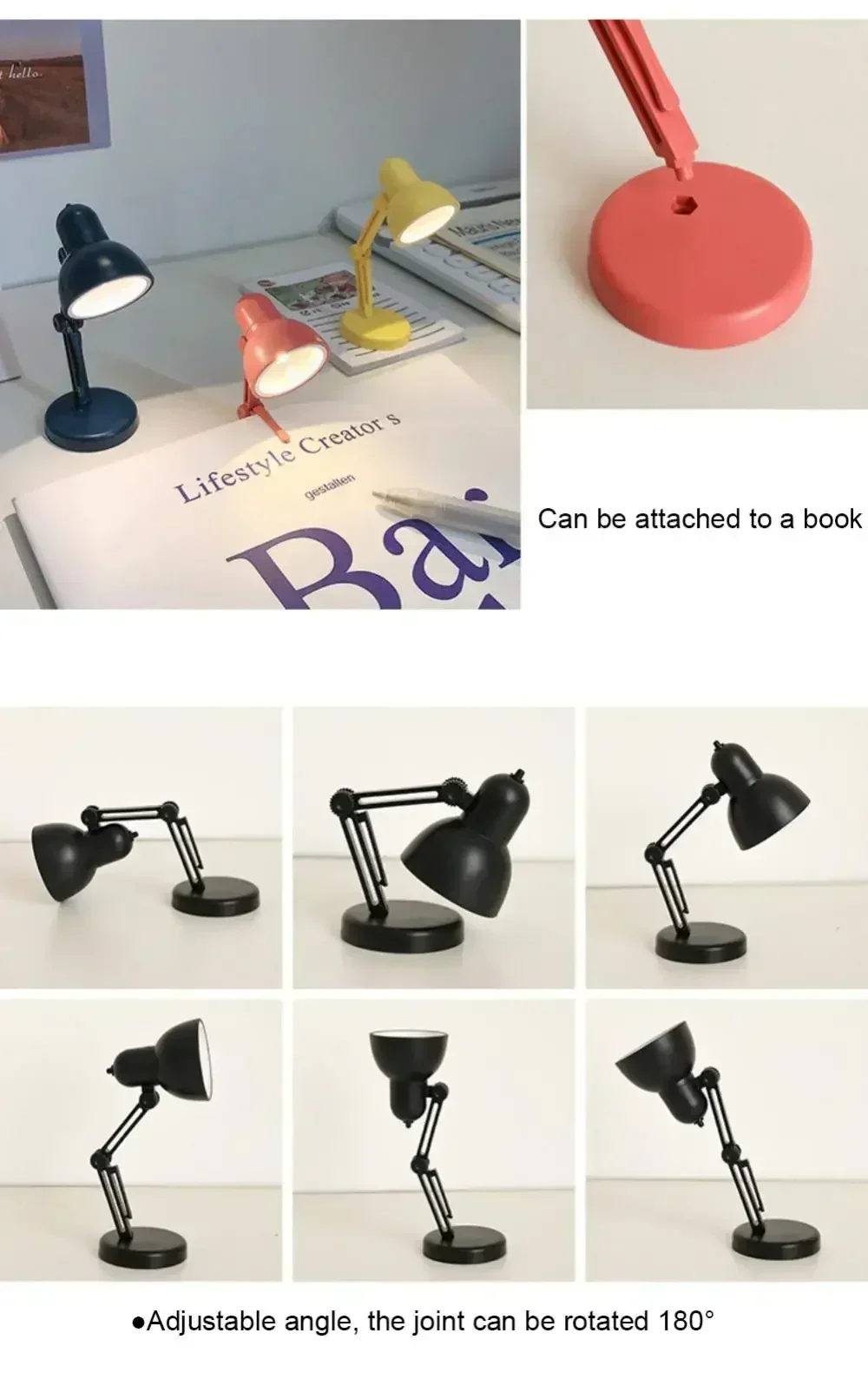 Mini LED Night Reading Book Light Foldable Table Lamp Dormitory Bedroom Creative Bedhead Lights Home Decorations Doll House Lamp