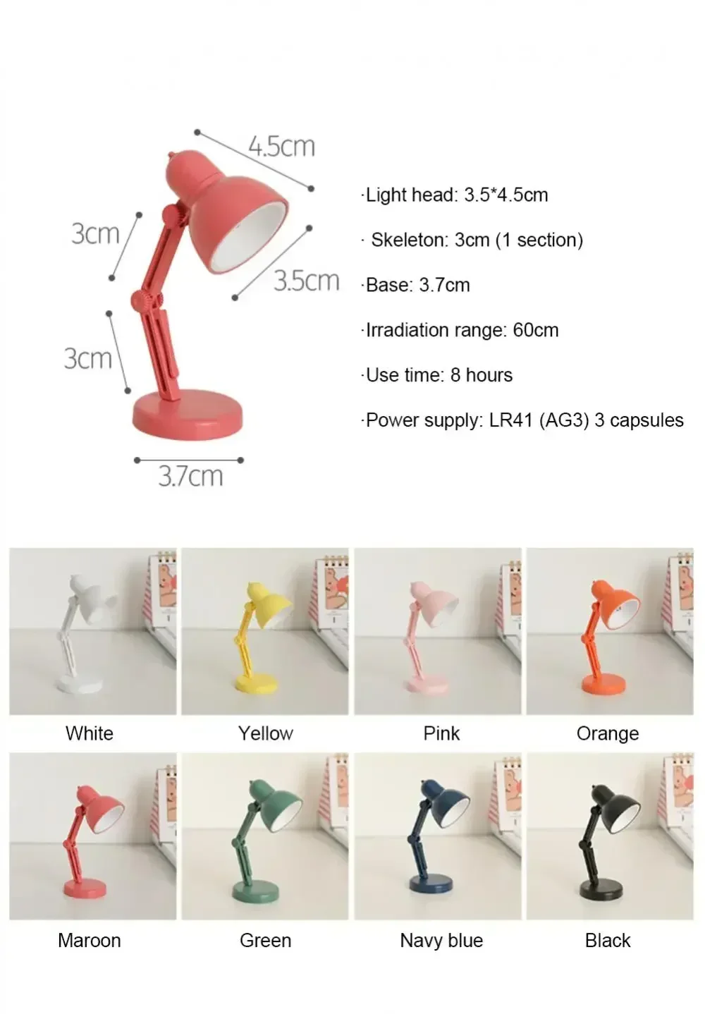 Mini LED Night Reading Book Light Foldable Table Lamp Dormitory Bedroom Creative Bedhead Lights Home Decorations Doll House Lamp