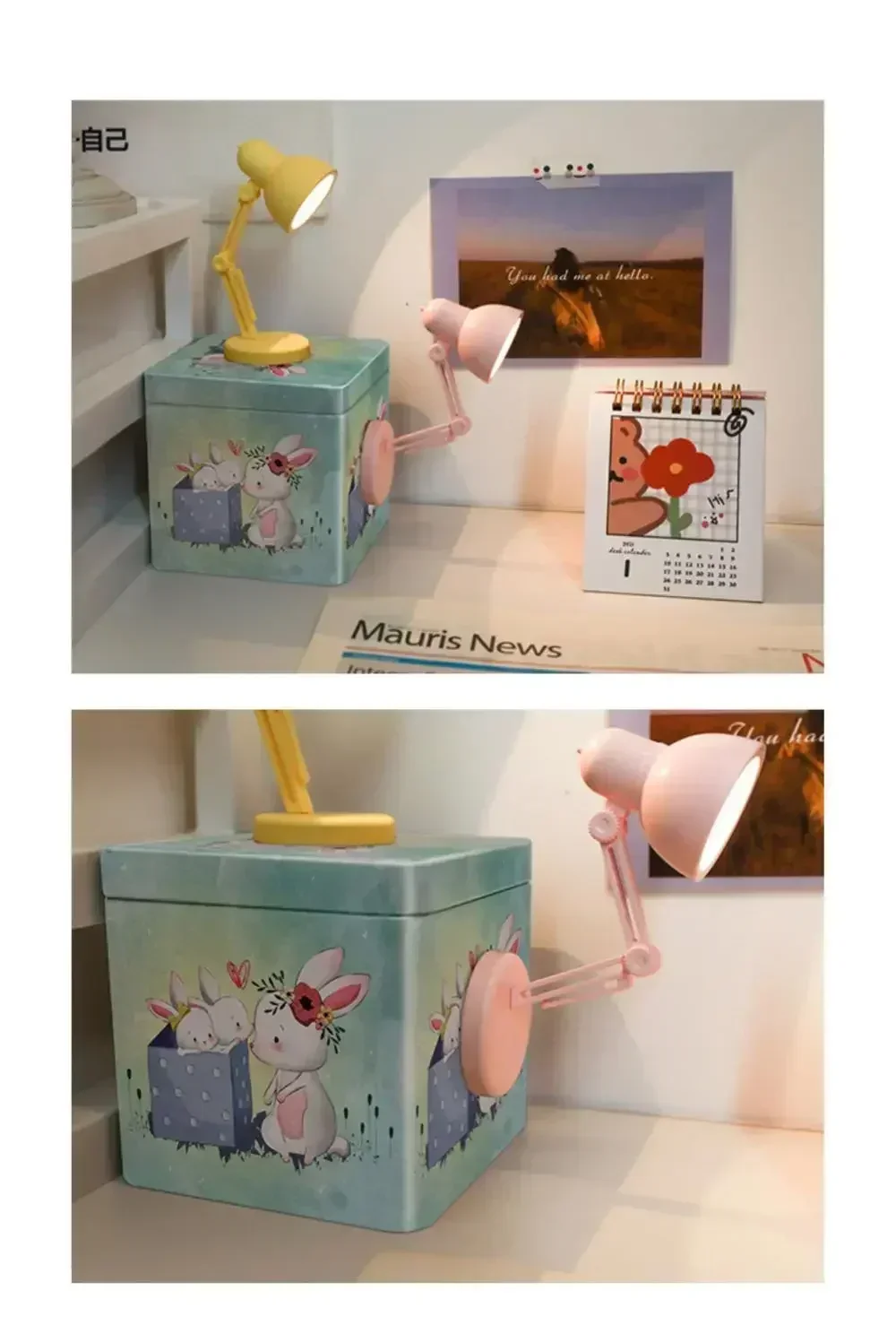 Mini LED Night Reading Book Light Foldable Table Lamp Dormitory Bedroom Creative Bedhead Lights Home Decorations Doll House Lamp