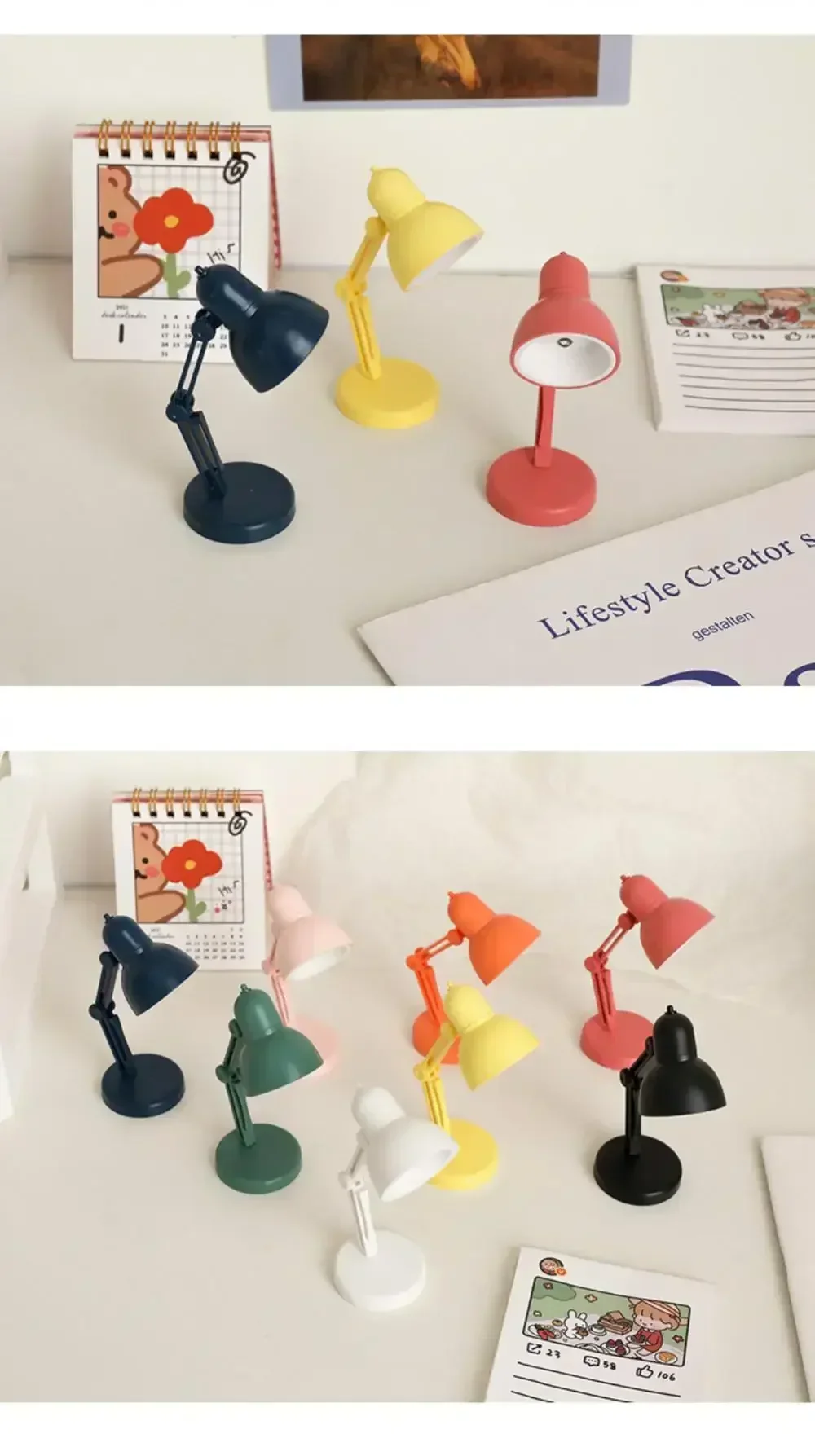 Mini LED Night Reading Book Light Foldable Table Lamp Dormitory Bedroom Creative Bedhead Lights Home Decorations Doll House Lamp