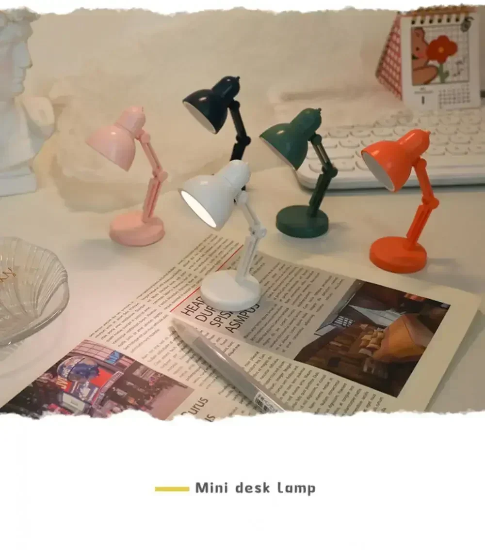Mini LED Night Reading Book Light Foldable Table Lamp Dormitory Bedroom Creative Bedhead Lights Home Decorations Doll House Lamp