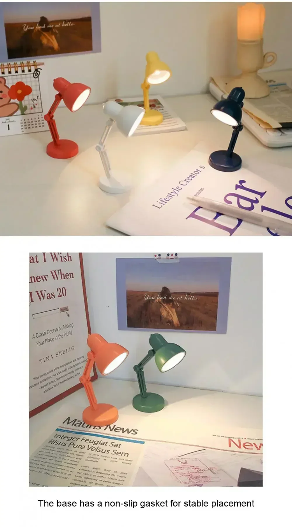 Mini LED Night Reading Book Light Foldable Table Lamp Dormitory Bedroom Creative Bedhead Lights Home Decorations Doll House Lamp