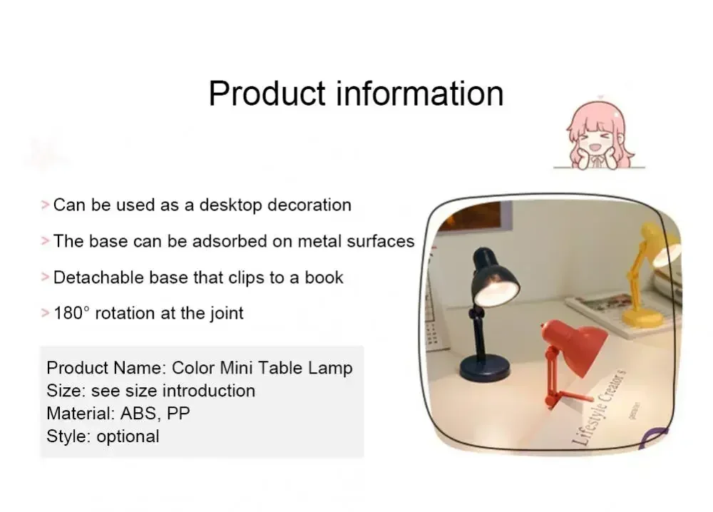 Mini LED Night Reading Book Light Foldable Table Lamp Dormitory Bedroom Creative Bedhead Lights Home Decorations Doll House Lamp