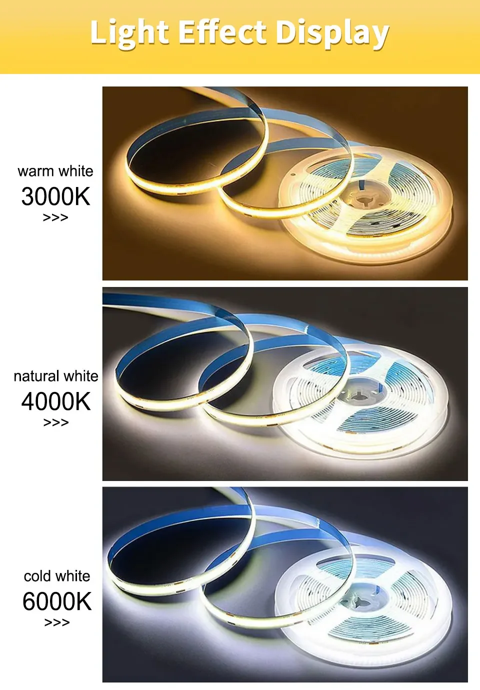 1M 2M 3M 5M 10M COB LED Strip Lights 12V 24V 320LEDs/M High Brightness Flexible LED Bar Tape Ribbon Linear Dimmable Room Decor