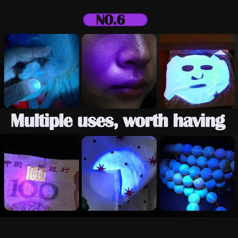 2024 New 80W 365nm UV Flashlight USB Rechargeable UV Light Powerful Black Light Flashlight for Pet Urine Detection, Resin Curing