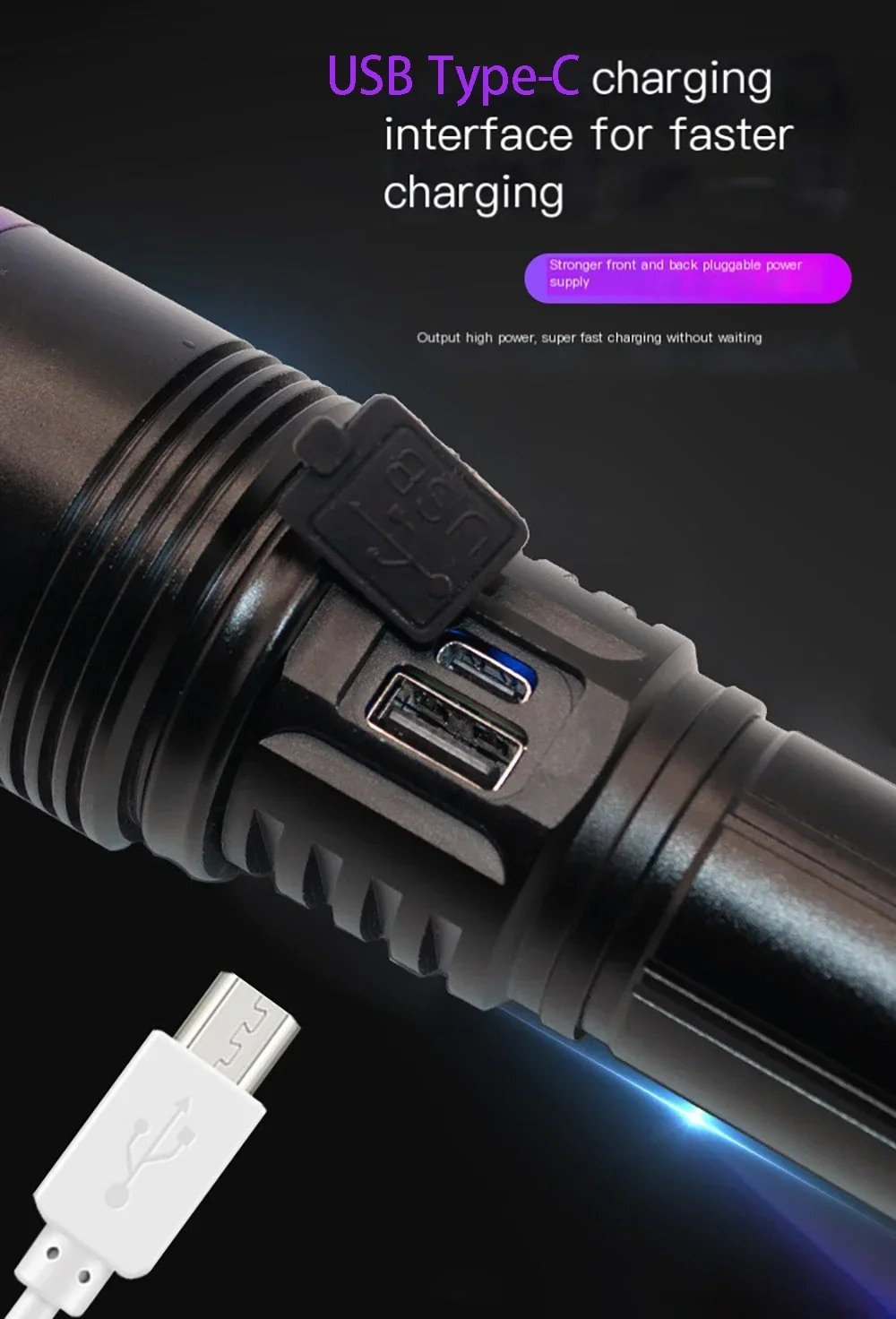 2024 New 80W 365nm UV Flashlight USB Rechargeable UV Light Powerful Black Light Flashlight for Pet Urine Detection, Resin Curing