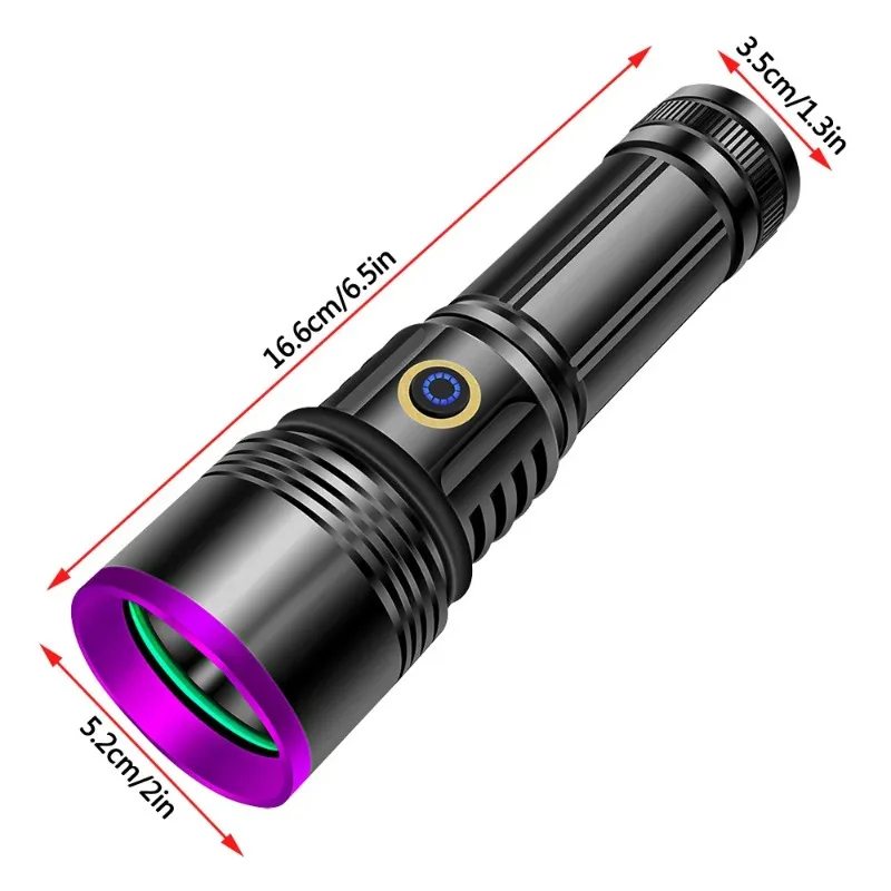 2024 New 80W 365nm UV Flashlight USB Rechargeable UV Light Powerful Black Light Flashlight for Pet Urine Detection, Resin Curing