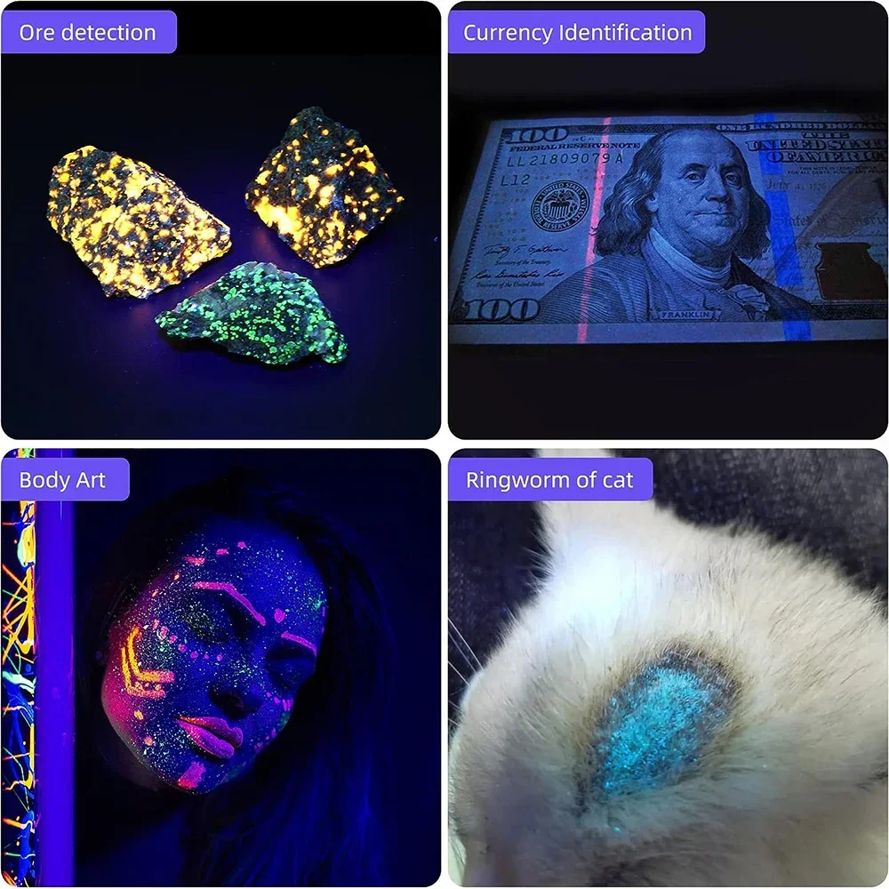 2024 New 80W 365nm UV Flashlight USB Rechargeable UV Light Powerful Black Light Flashlight for Pet Urine Detection, Resin Curing