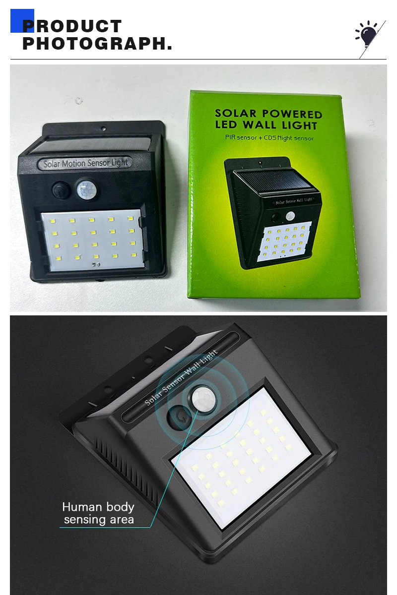 Modern LED Solar Wall Lamp Outdoor PIR Motion Sensors Waterproof Light Courtyard Decoration Lightsporch Garden Fence Path Lights