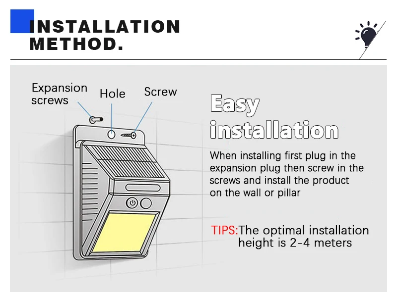 Modern LED Solar Wall Lamp Outdoor PIR Motion Sensors Waterproof Light Courtyard Decoration Lightsporch Garden Fence Path Lights