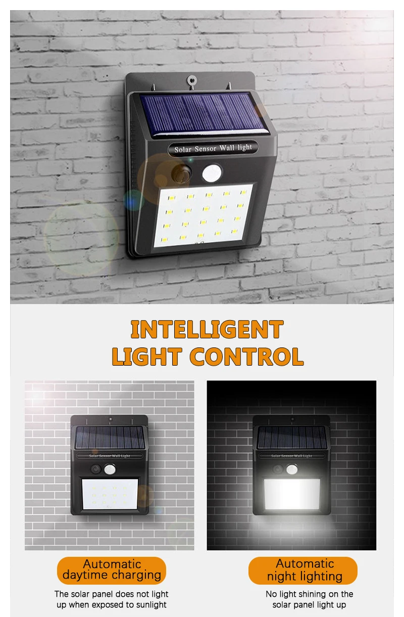 Modern LED Solar Wall Lamp Outdoor PIR Motion Sensors Waterproof Light Courtyard Decoration Lightsporch Garden Fence Path Lights