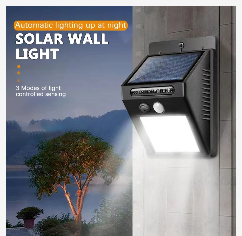 Modern LED Solar Wall Lamp Outdoor PIR Motion Sensors Waterproof Light Courtyard Decoration Lightsporch Garden Fence Path Lights