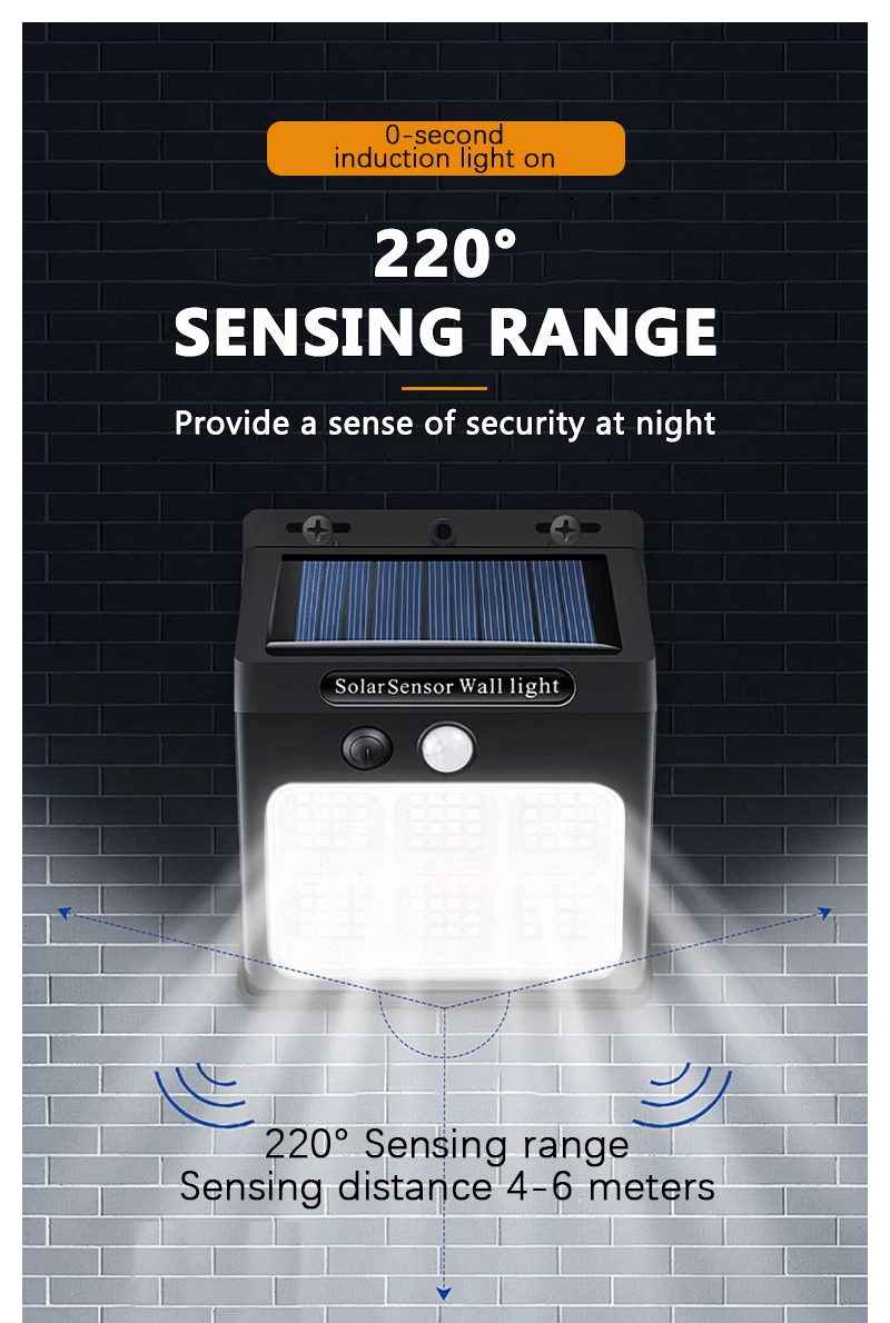 Modern LED Solar Wall Lamp Outdoor PIR Motion Sensors Waterproof Light Courtyard Decoration Lightsporch Garden Fence Path Lights