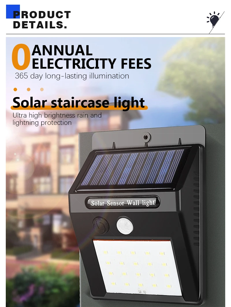 Modern LED Solar Wall Lamp Outdoor PIR Motion Sensors Waterproof Light Courtyard Decoration Lightsporch Garden Fence Path Lights