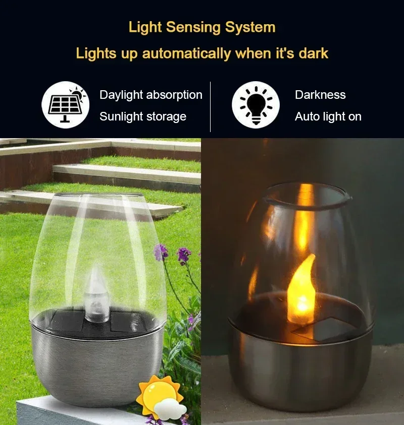 LED Solar Candles Light Flameless Rechargeable Night Light For Wedding Party Garden Decor Outdoor Waterproof Solar Candles Lamp