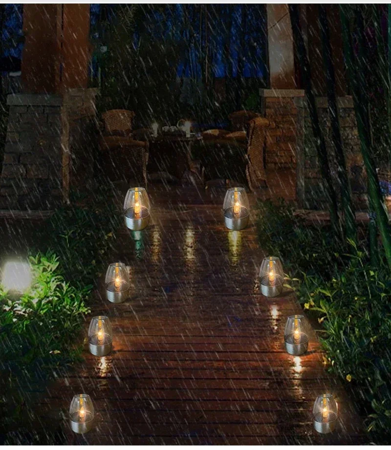 LED Solar Candles Light Flameless Rechargeable Night Light For Wedding Party Garden Decor Outdoor Waterproof Solar Candles Lamp