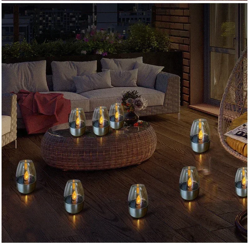 LED Solar Candles Light Flameless Rechargeable Night Light For Wedding Party Garden Decor Outdoor Waterproof Solar Candles Lamp