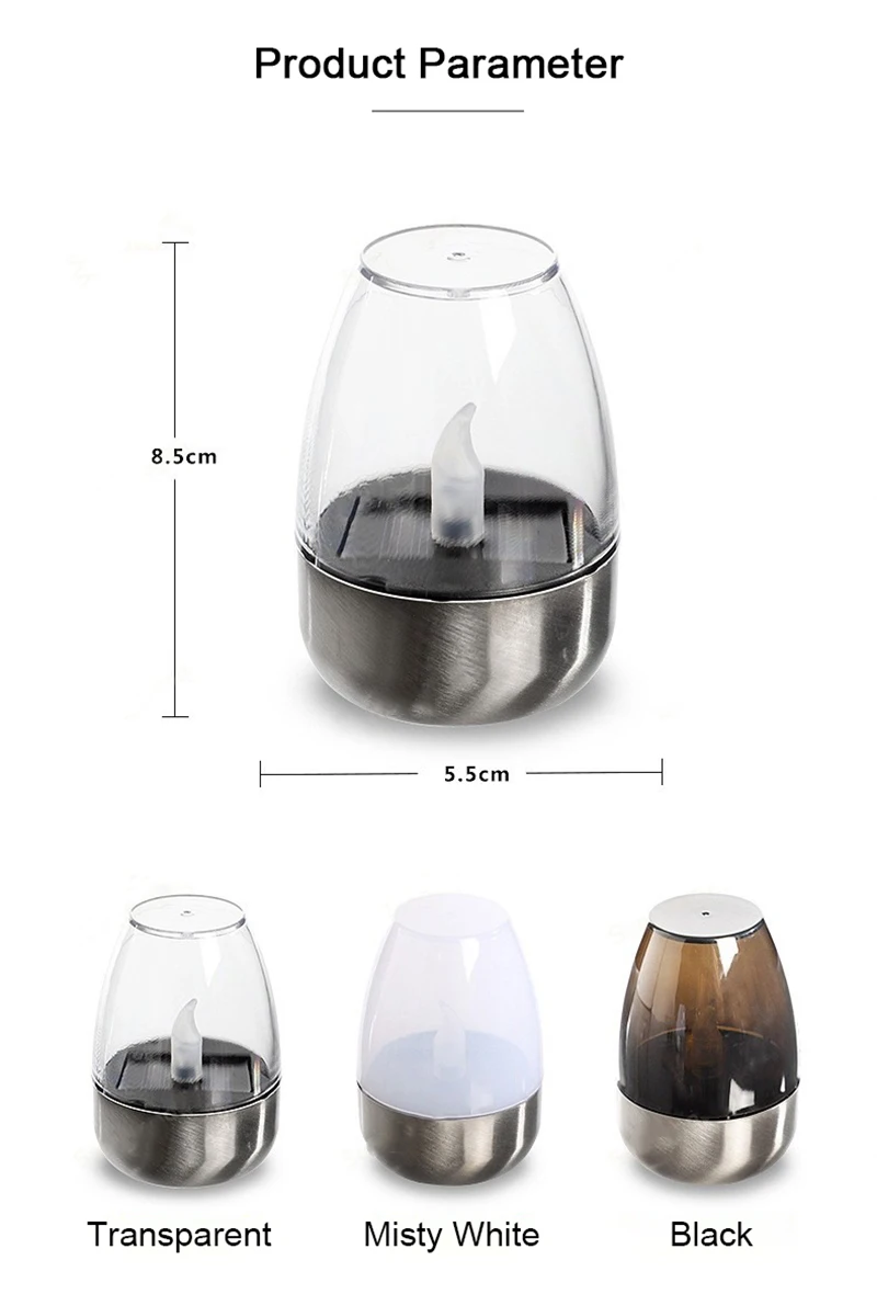 LED Solar Candles Light Flameless Rechargeable Night Light For Wedding Party Garden Decor Outdoor Waterproof Solar Candles Lamp