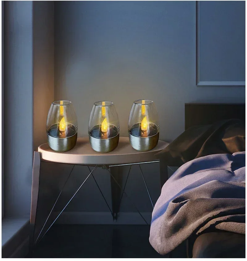 LED Solar Candles Light Flameless Rechargeable Night Light For Wedding Party Garden Decor Outdoor Waterproof Solar Candles Lamp