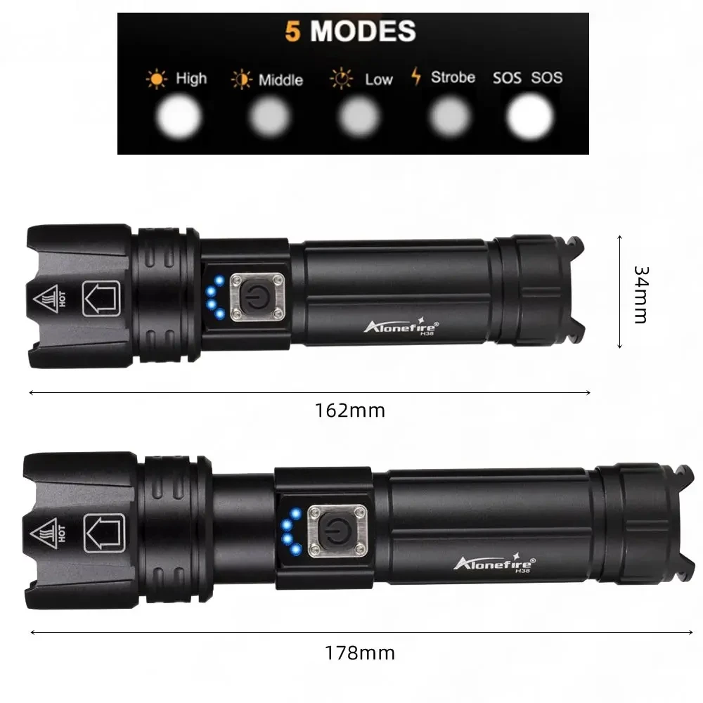 30W Zoom XHP70 LED Most Powerful Flashlight USB Rechargeable Outdoor Hiking Camping Hunting Tactical Torch Light 26650 Battery