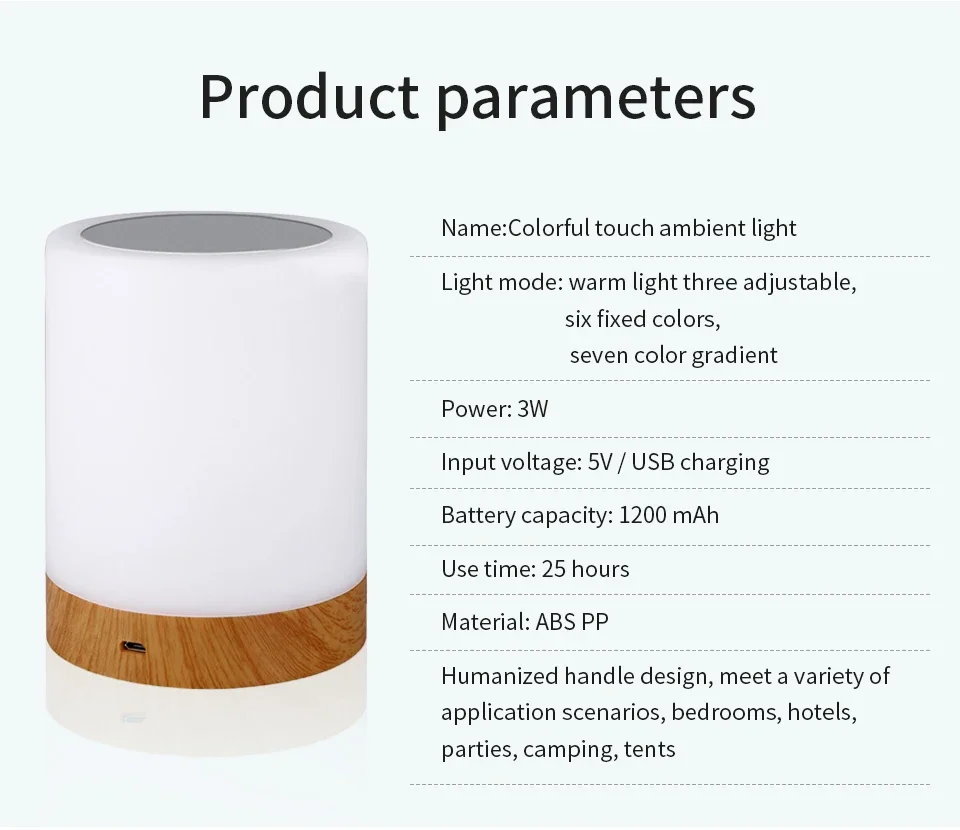 Touch Bedside Table Lamp RGB USB Rechargeable Night Light NightStand Desk Lamp Bedroom Decoration Kids Gift Dining Table Light