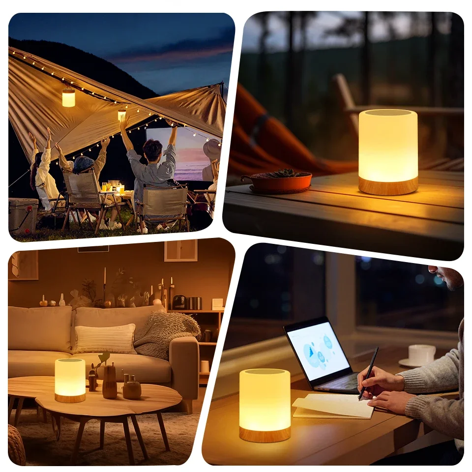 Touch Bedside Table Lamp RGB USB Rechargeable Night Light NightStand Desk Lamp Bedroom Decoration Kids Gift Dining Table Light