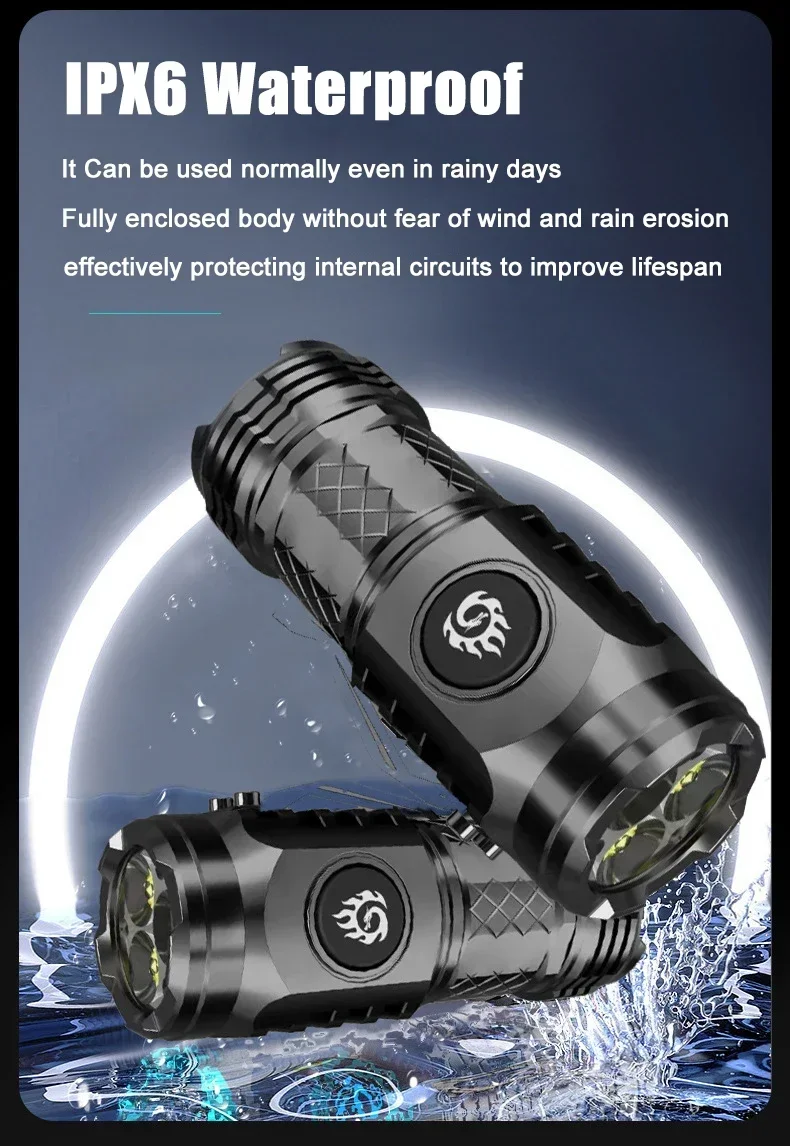 High Quality LED Flashlight 18350 Super Bright Torch Rechargeable USB Light Waterproof for Hiking Camping Lantern