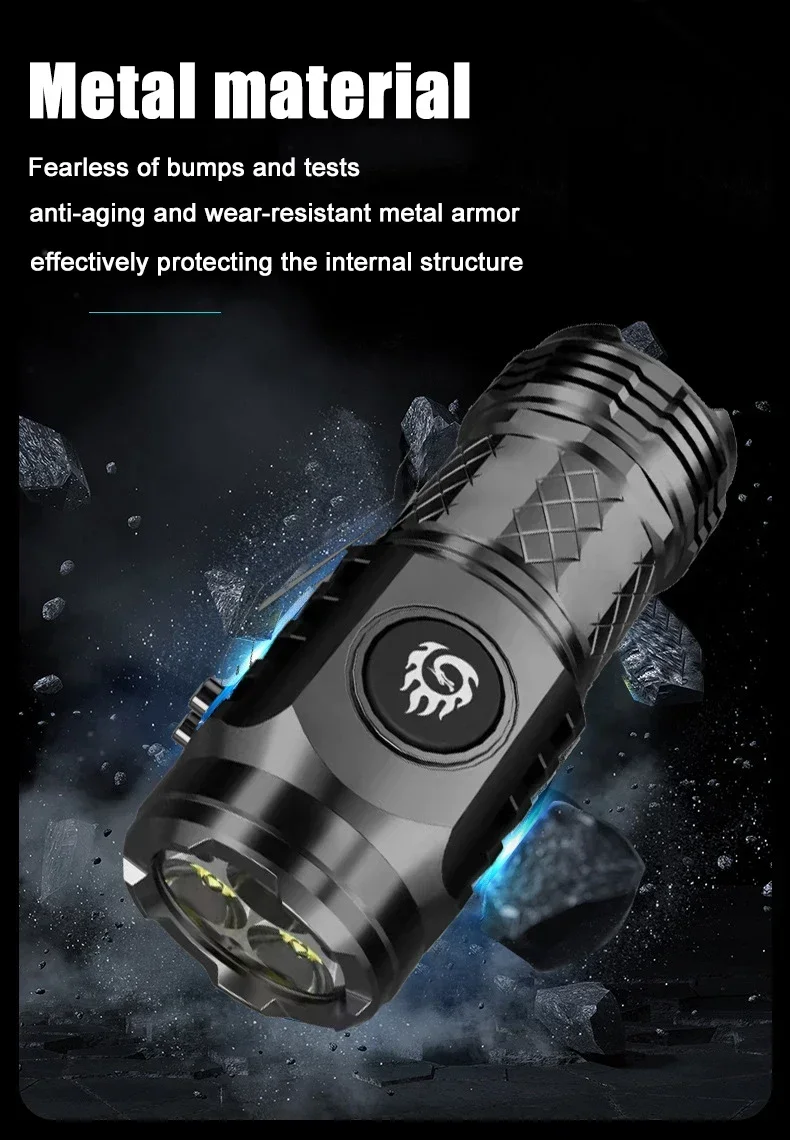High Quality LED Flashlight 18350 Super Bright Torch Rechargeable USB Light Waterproof for Hiking Camping Lantern