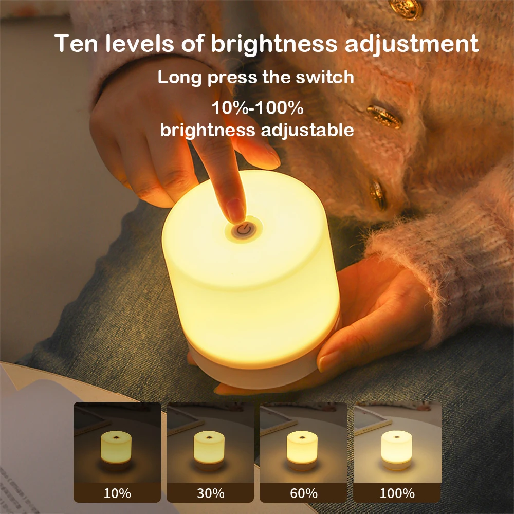 Creative USB Bedside Lamp Touch Dimming Table Lamp LED Night Light For Bedroom Dormitory College Student Book Reading Lamp 2026