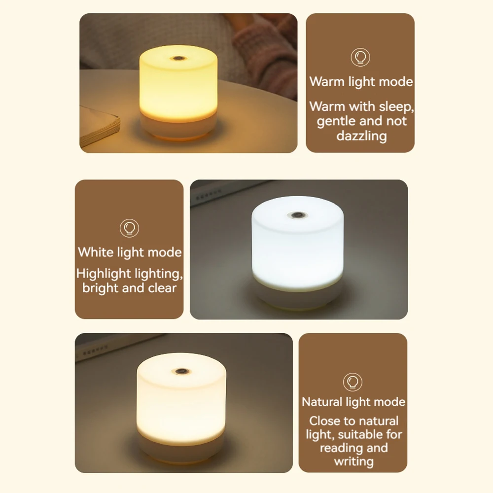 Creative USB Bedside Lamp Touch Dimming Table Lamp LED Night Light For Bedroom Dormitory College Student Book Reading Lamp 2026