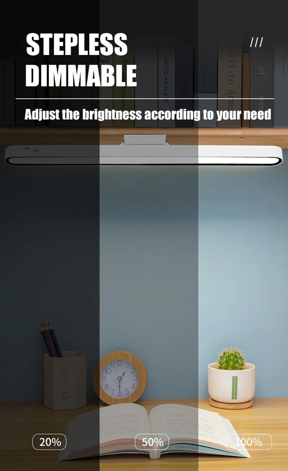 Remote Desk Lamp 48cm 30cm Magnetic Hanging Night Light USB Rechargeable Table Lamp LED Reading Light ForCabinet Bedside Mirror