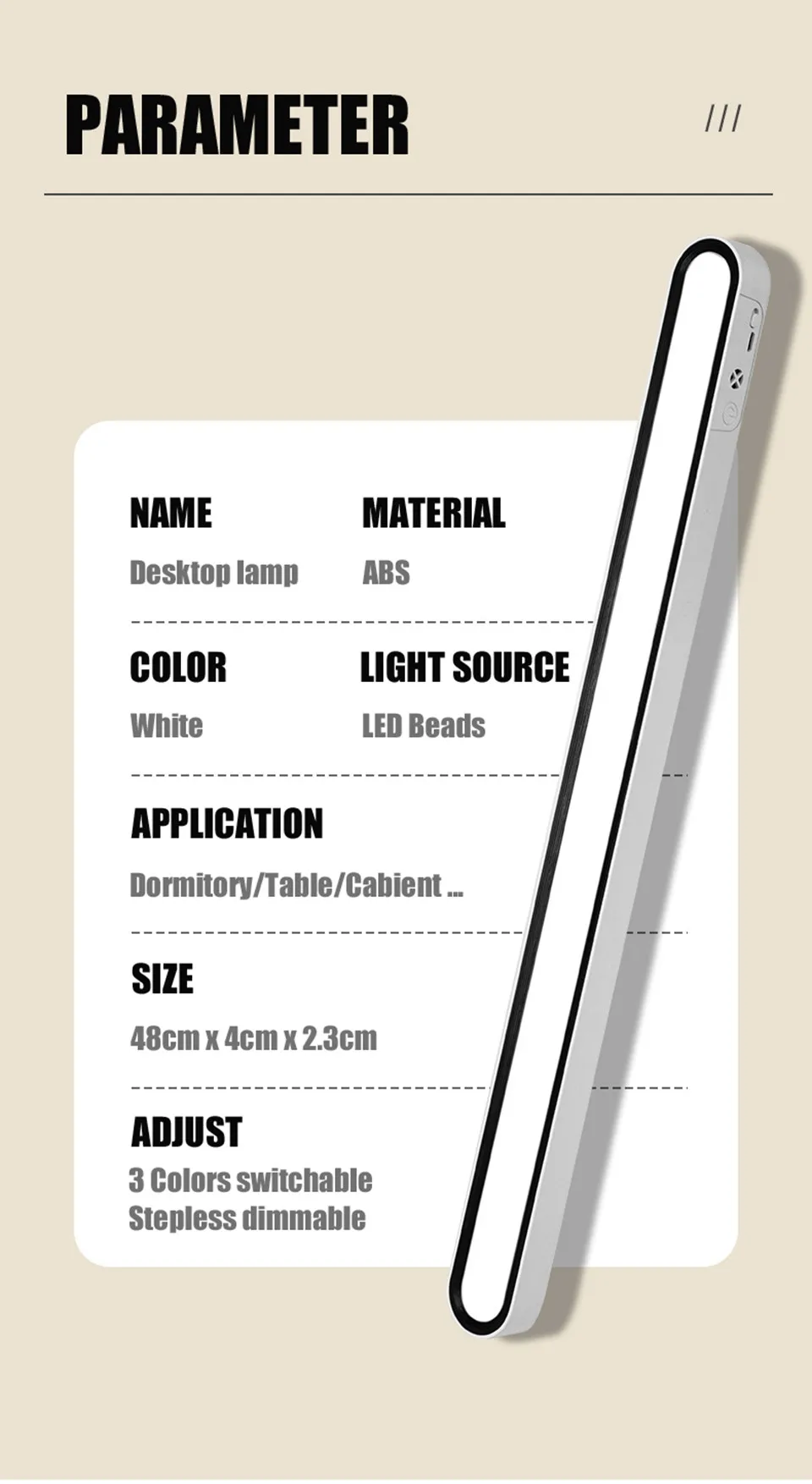 Remote Desk Lamp 48cm 30cm Magnetic Hanging Night Light USB Rechargeable Table Lamp LED Reading Light ForCabinet Bedside Mirror