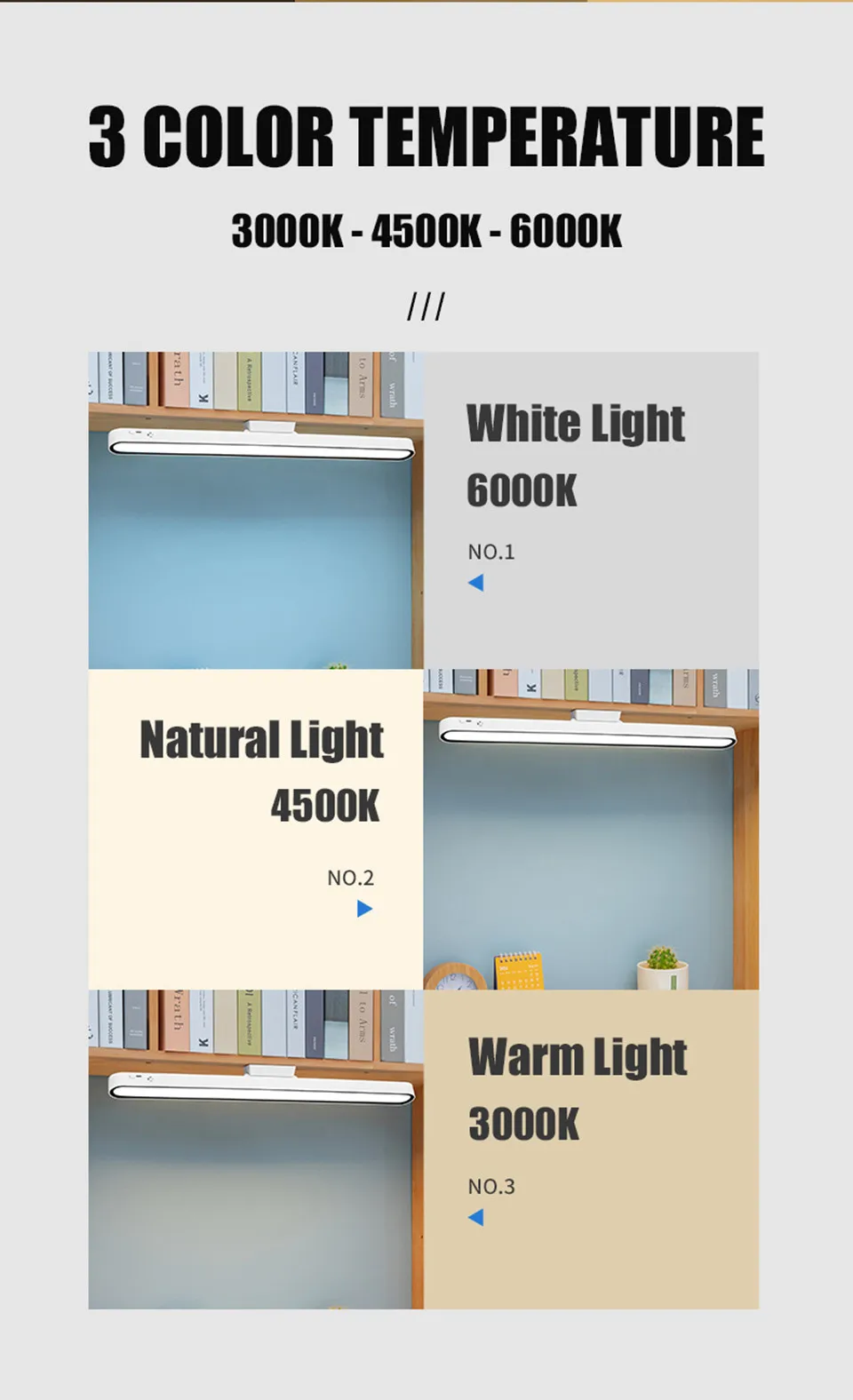 Remote Desk Lamp 48cm 30cm Magnetic Hanging Night Light USB Rechargeable Table Lamp LED Reading Light ForCabinet Bedside Mirror