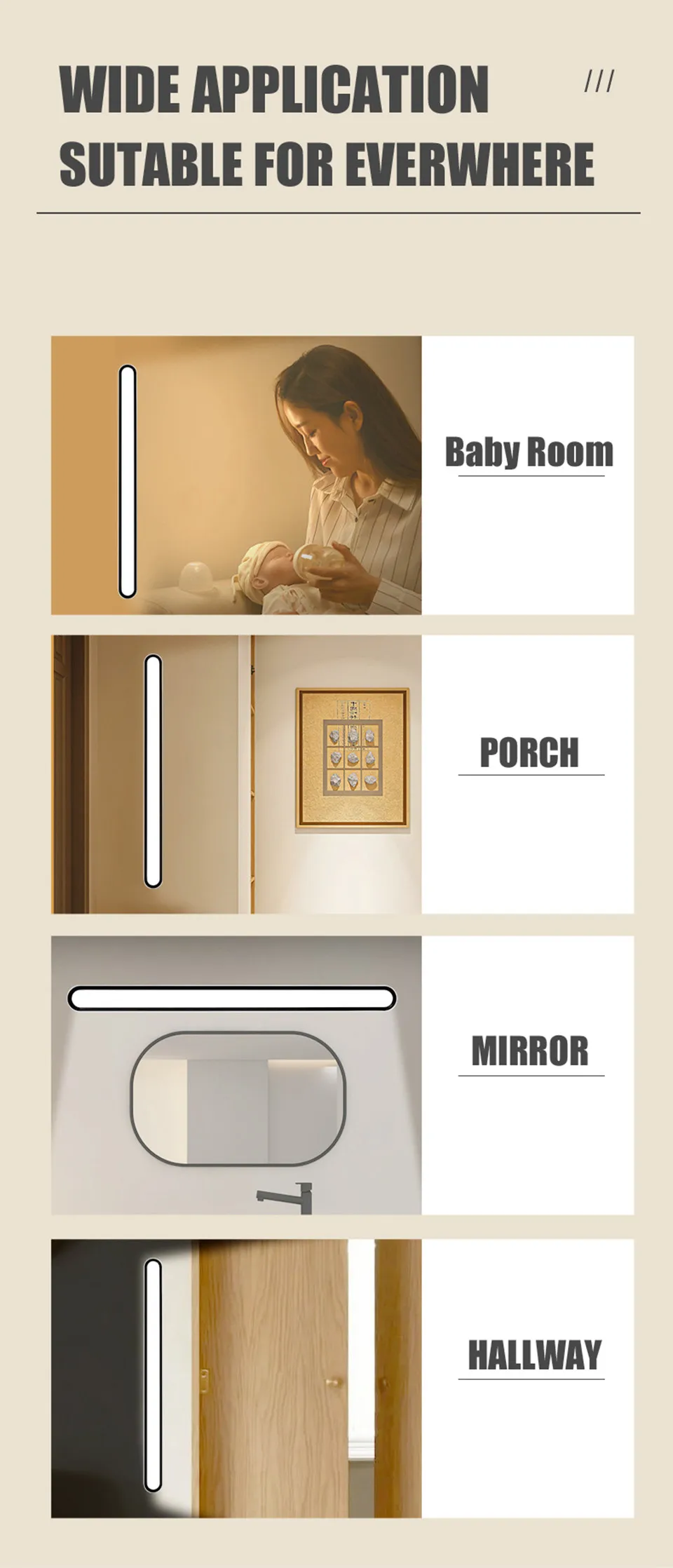 Remote Desk Lamp 48cm 30cm Magnetic Hanging Night Light USB Rechargeable Table Lamp LED Reading Light ForCabinet Bedside Mirror