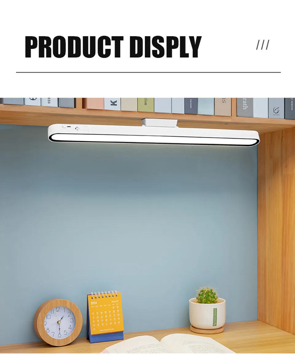 Remote Desk Lamp 48cm 30cm Magnetic Hanging Night Light USB Rechargeable Table Lamp LED Reading Light ForCabinet Bedside Mirror